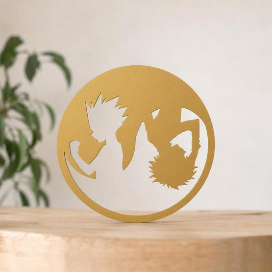 Cuadro Dúo Anime en Círculo — Dorado