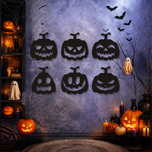 Cuadro Halloween — Pack 3 Calabazas con Cara para Muro