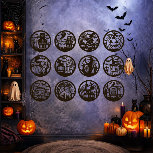 Cuadro Halloween — Pack 3 Cuadros Circulares para Muro