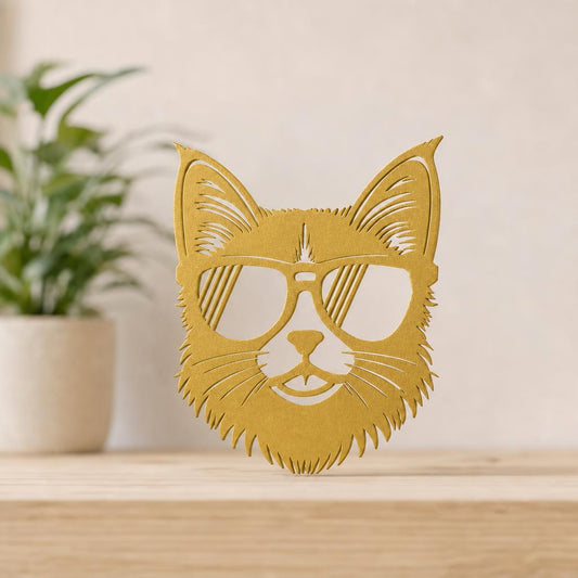 Cuadro Gato con Lentes de Sol 2 — Dorado
