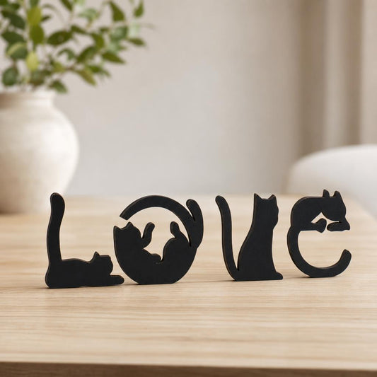 Cuadro Gatos LOVE — Negro