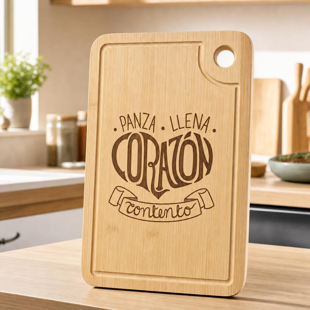 Tabla Panza Llena Corazón Contento — Vertical
