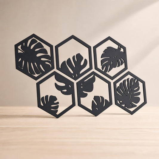 Cuadro Hexagonos Hojas Tropicales — otra vista