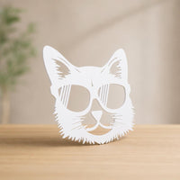 Cuadro Gato con Lentes de Sol — Blanco