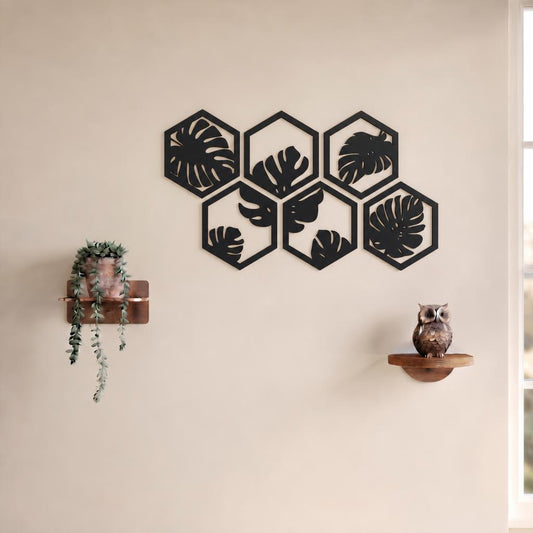 Cuadro Hexagonos Hojas Tropicales