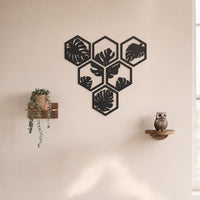 Cuadro Hexagonos Hojas Tropicales
