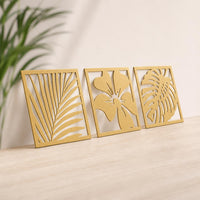 Triptico Botanico Hojas y Flor — Dorado