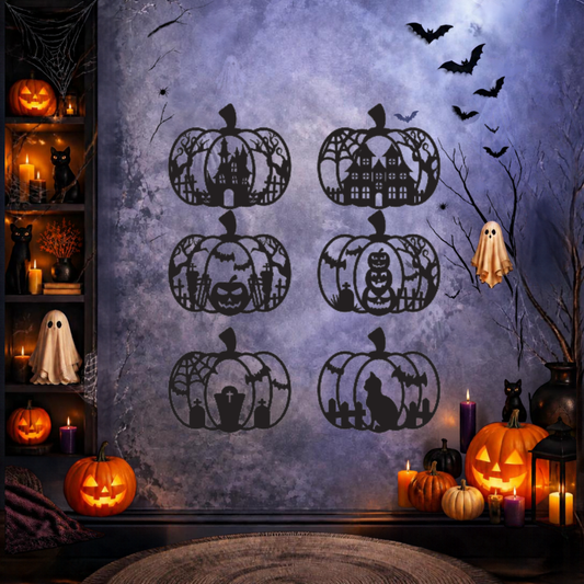 Cuadro Halloween — Pack 3 Calabazas para Muro