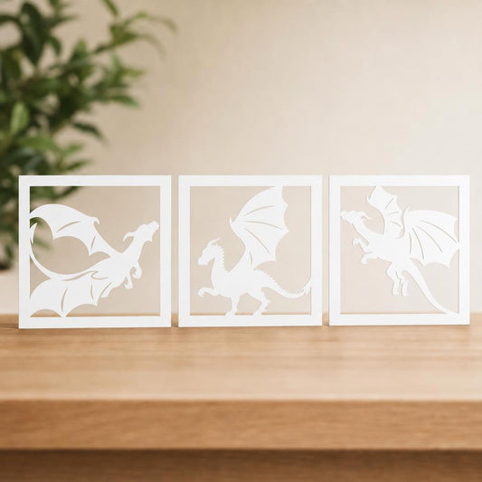 Tríptico Dragones — Blanco
