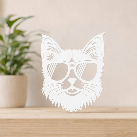 Cuadro Gato con Lentes de Sol 2 — Blanco