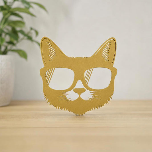 Cuadro Gato con Lentes de Sol 3 — Dorado