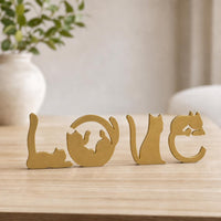 Cuadro Gatos LOVE — Dorado