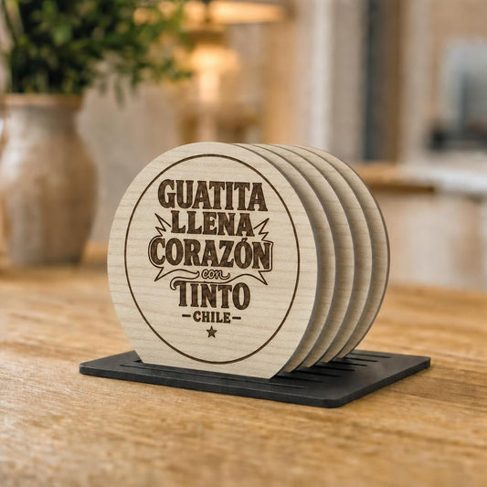 Ejemplo: posavasos Guatita llena corazón con tinto