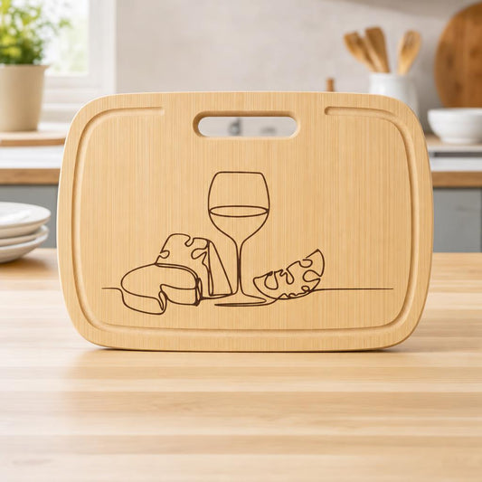 Copa De Vino Y Queso — Horizontal (trazo exacto)